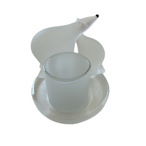 Partylite Votive Holder Polar Bear & Cub Frosted Glass Tea Light Holder - Picture 2 of 10